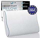 Oreiller en Mousse à Mémoire de Forme (60 x 40 cm) - Forme Ergonomique Adapté pour Tous les Dormeurs - Certifié OEKO TEX et Certipur - Fabriqué en Europe - Housse en Fibre de Bambou - Orthopédique